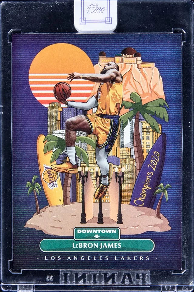 2021-22 Panini One and One LeBron James – Panini Encased Downtown #1 card image