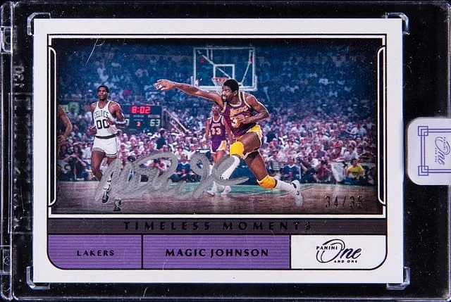 2021-22 Panini One and One Magic Johnson Timeless Moments #TM-MJN card image