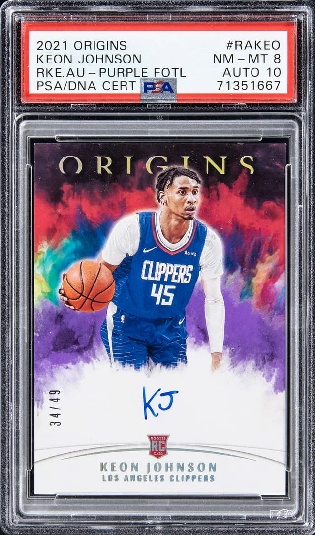 2021-22 Panini Origins Keon Johnson Autograph Purple FOTL #RA-KEO card image