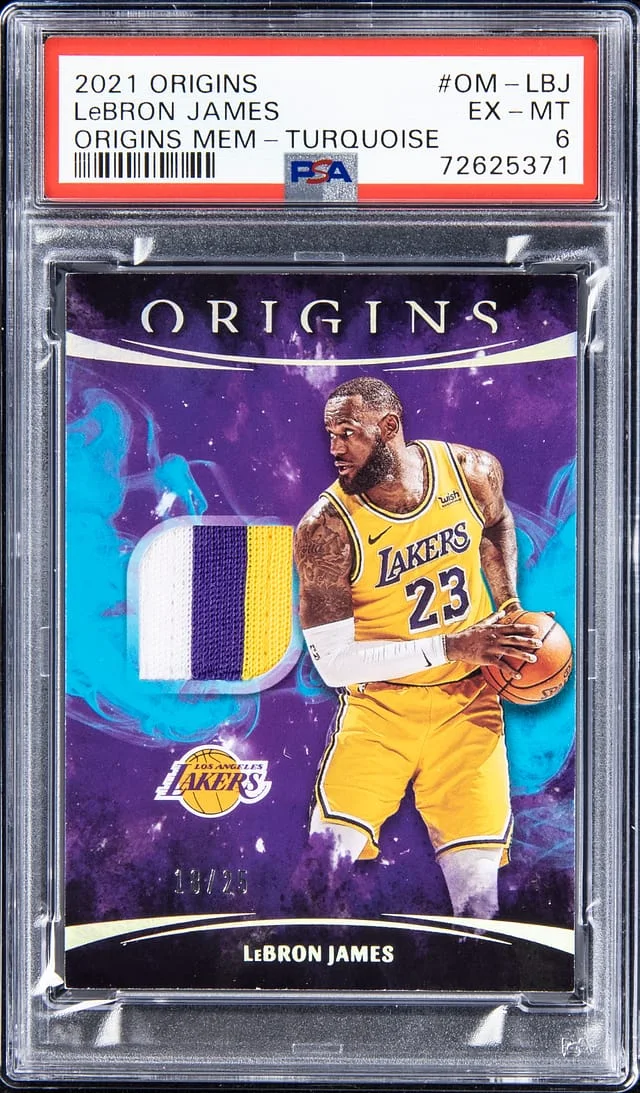 2021-22 Panini Origins LeBron James Memorabilia Turquoise #OM-LBJ card image