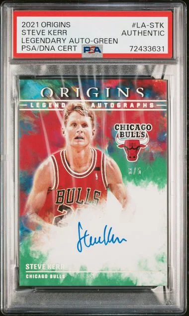 2021-22 Panini Origins Steve Kerr Legendary Autographs Green #LA-STK card image