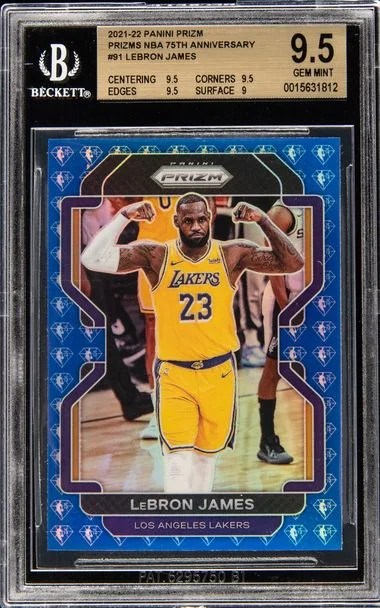 2021-22 Panini Prizm Anniversary 91 LeBron James Prizms NBA #75Th card image