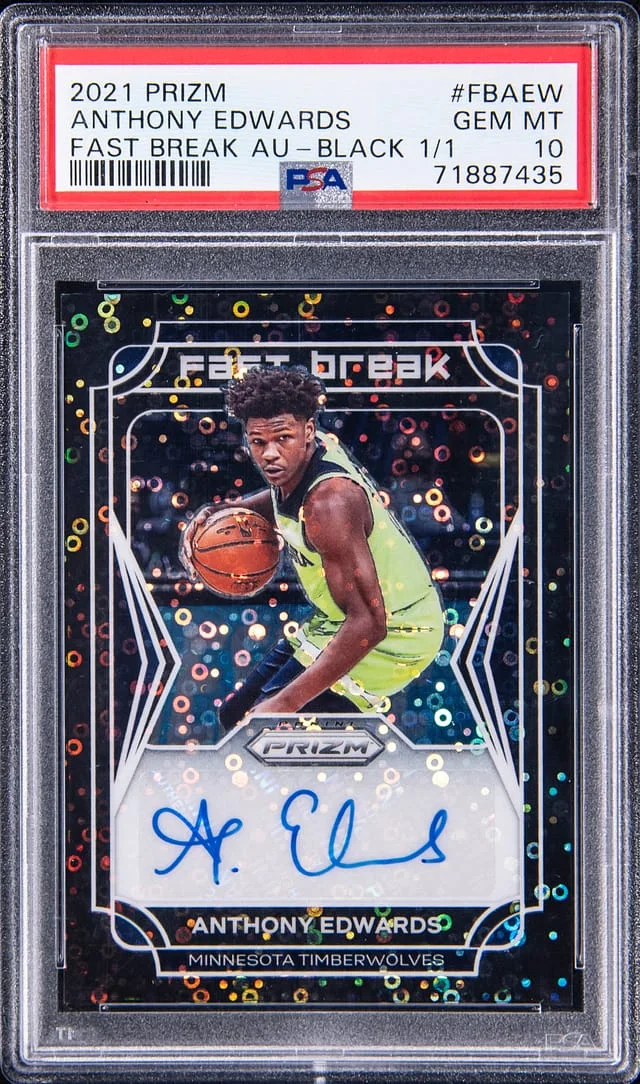 2021-22 Panini Prizm Anthony Edwards Fast Break Autographs Black Prizm #FB-AEW card image
