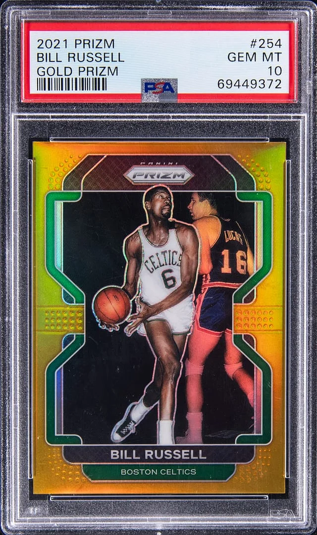 2021-22 Panini Prizm Bill Russell Orange Wave #254 card image