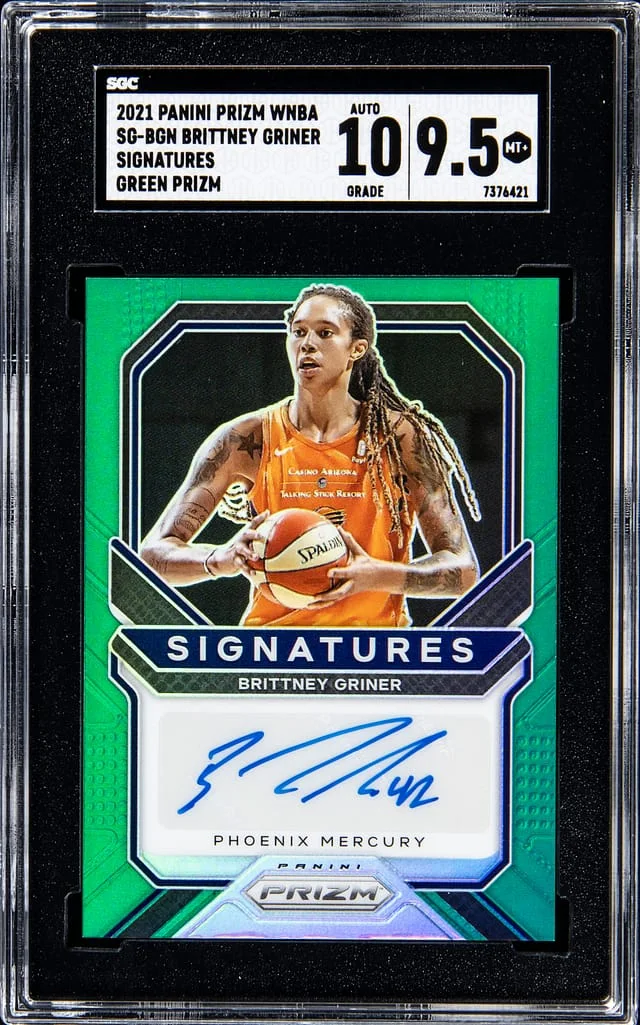 2021-22 Panini Prizm Brittney Griner WNBA Signatures Green Prizm #SG-BGN card image