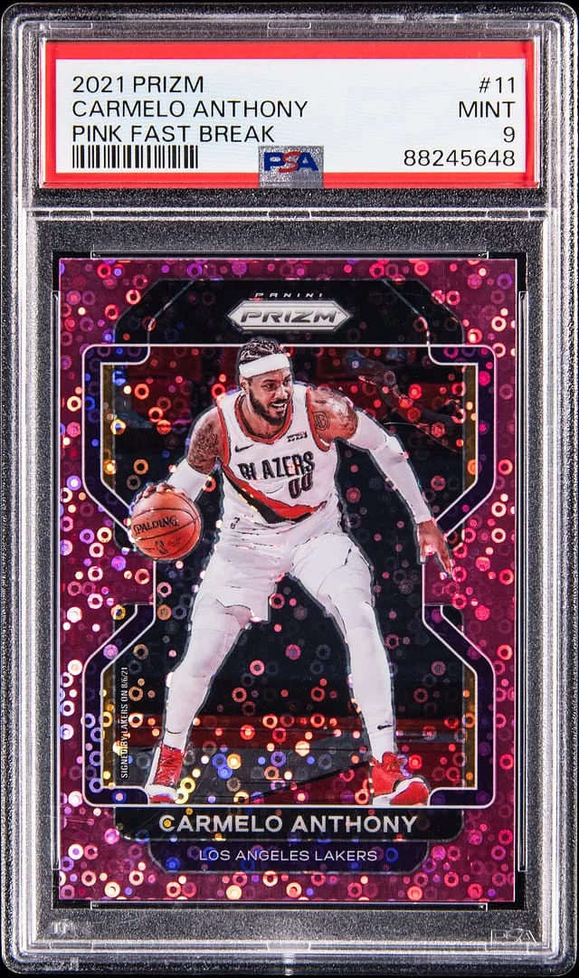 2021-22 Panini Prizm Carmelo Anthony Pink Fast Break #11 card image