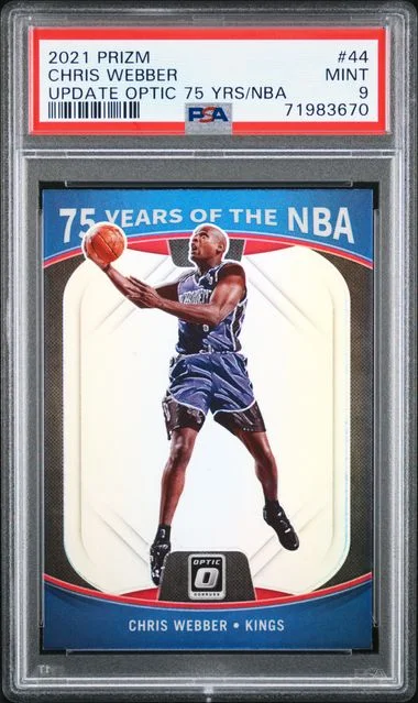 2021-22 Panini Prizm Chris Webber 75 Years Of The NBA Update Optic #44 card image