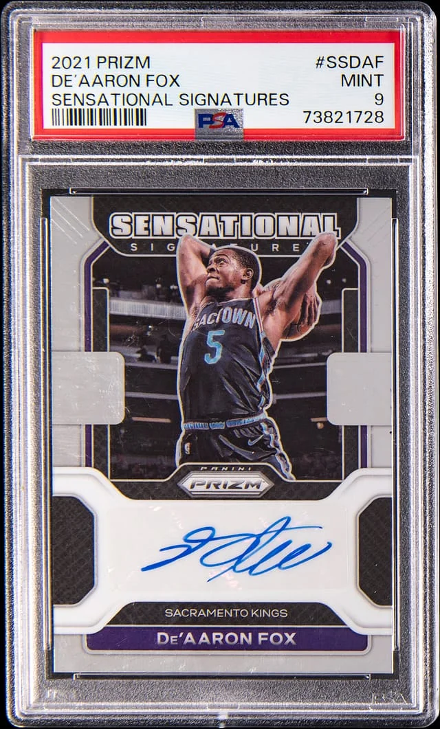 2021-22 Panini Prizm De'Aaron Fox Sensational Signatures #SS-DAF card image