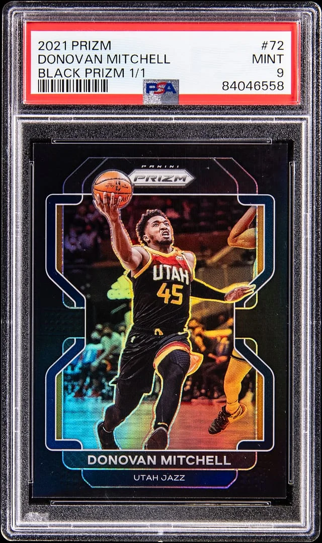 2021-22 Panini Prizm Donovan Mitchell Black Prizm #72 card image