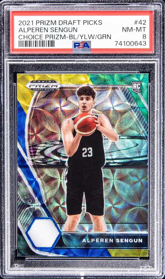 2021-22 Panini Prizm Draft Picks Alperen Sengun Choice Blue/Yellow/Green #42 card image