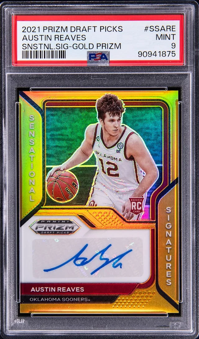 2021-22 Panini Prizm Draft Picks Austin Reaves Sensational Signatures Blue Prizm #SS-ARE card image