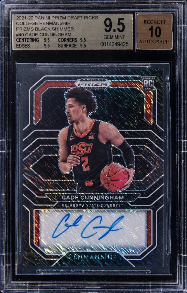 2021-22 Panini Prizm Draft Picks Cade Cunningham College Penmanship Black Shimmer Prizm #CP-CCU card image