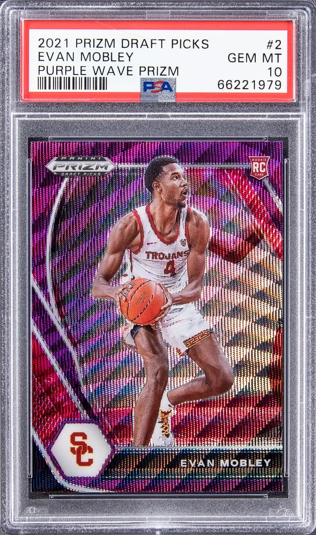 2021-22 Panini Prizm Draft Picks Evan Mobley Instant Impact Green Pulsar #2 card image