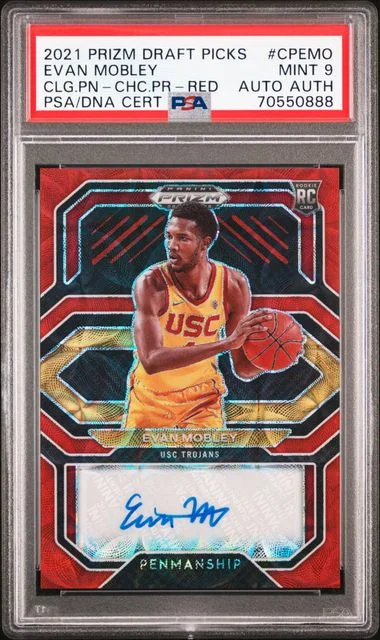 2021-22 Panini Prizm Draft Picks Evan Mobley College Penmanship Choice Prizm-Red #CP-EMO card image