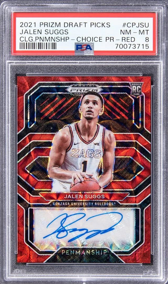 2021-22 Panini Prizm Draft Picks Jalen Suggs College Penmanship Choice Prizm Red #CP-JSU card image