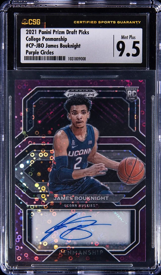 2021-22 Panini Prizm Draft Picks James Bouknight College Penmanship Purple Circles #CP-JBO card image