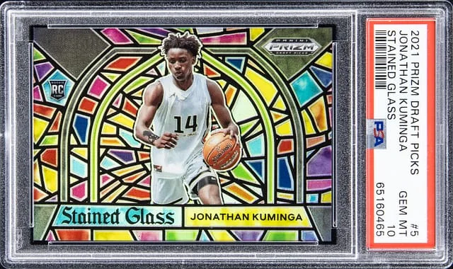 2021-22 Panini Prizm Draft Picks Jonathan Kuminga Stained Glass #5 card image