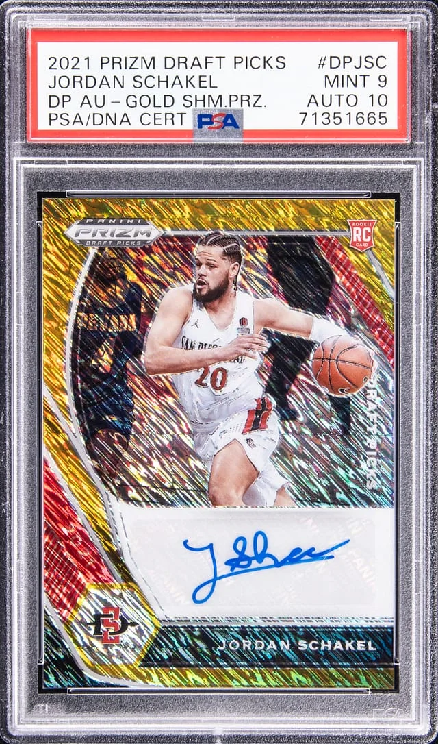2021-22 Panini Prizm Draft Picks Jordan Schakel Autograph Gold Shimmer Prizm #DP-JSC card image
