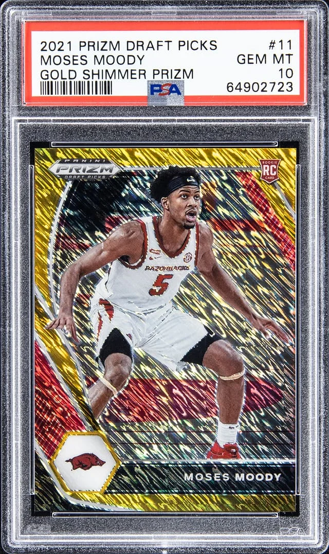 2021-22 Panini Prizm Draft Picks Mooses Moody Gold Shimmer Prizm #11 card image