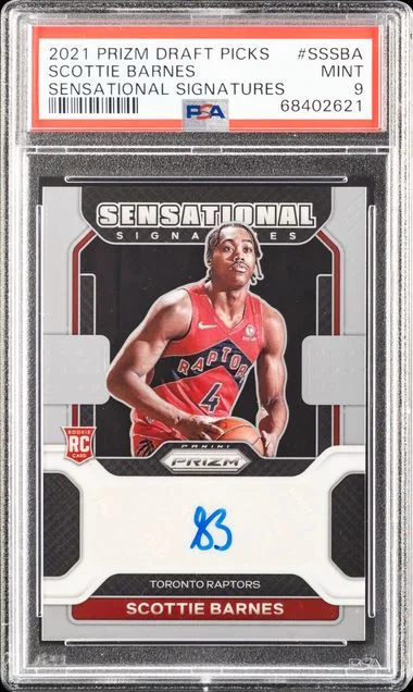 2021-22 Panini Prizm Draft Picks Scottie Barnes Sensational Signatures #SS-SBA card image