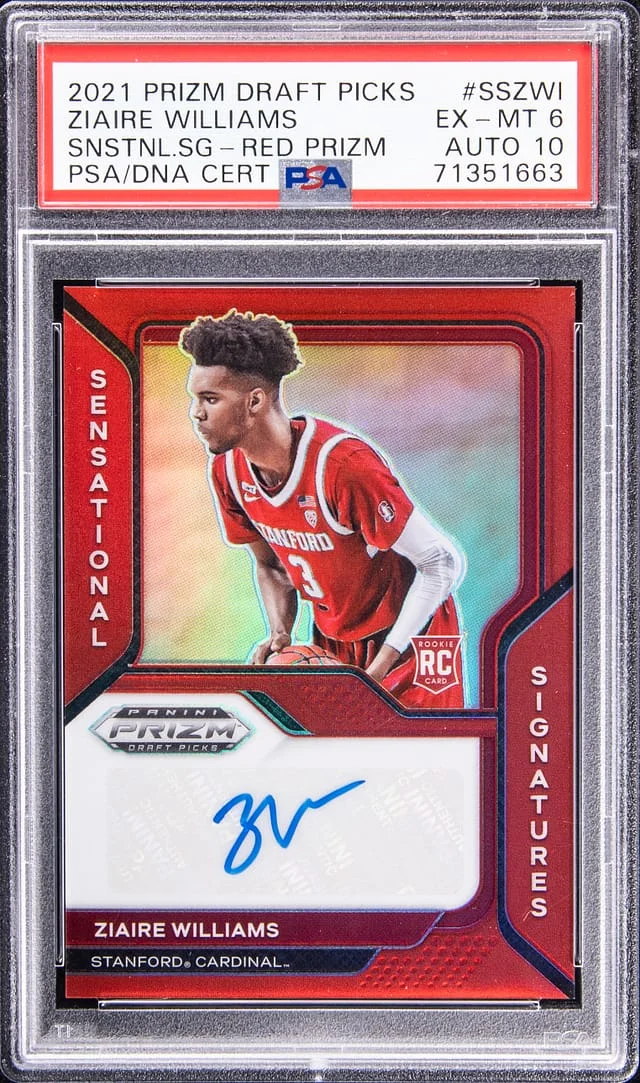 2021-22 Panini Prizm Draft Picks Ziaire Williams Sensational Signatures Red Prizm #SS-ZWI card image