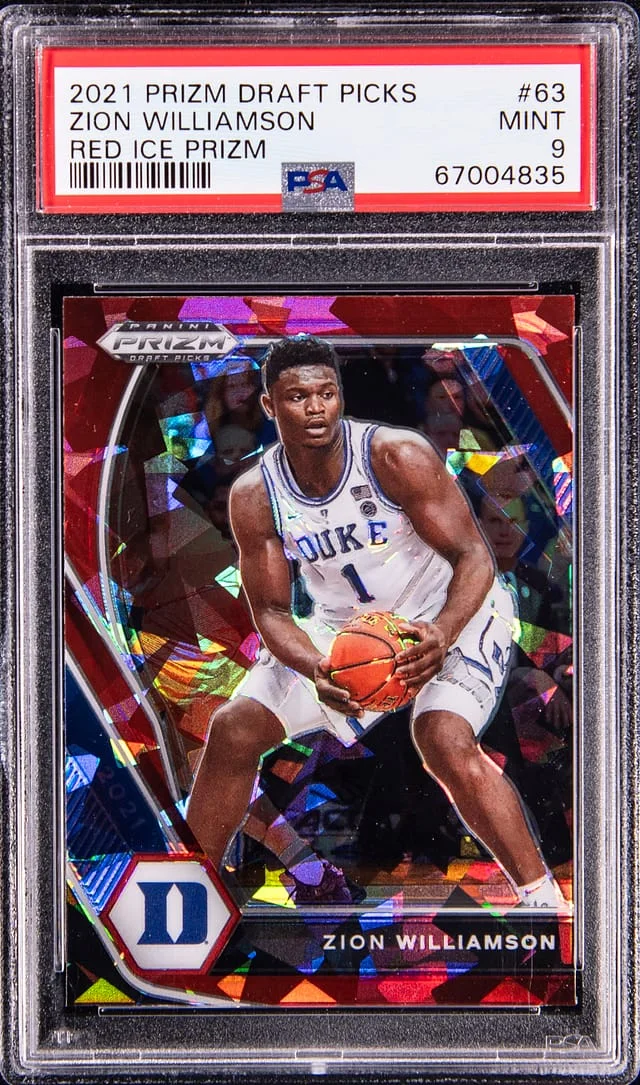 2021-22 Panini Prizm Draft Picks Zion Williamson Red Ice #63 card image