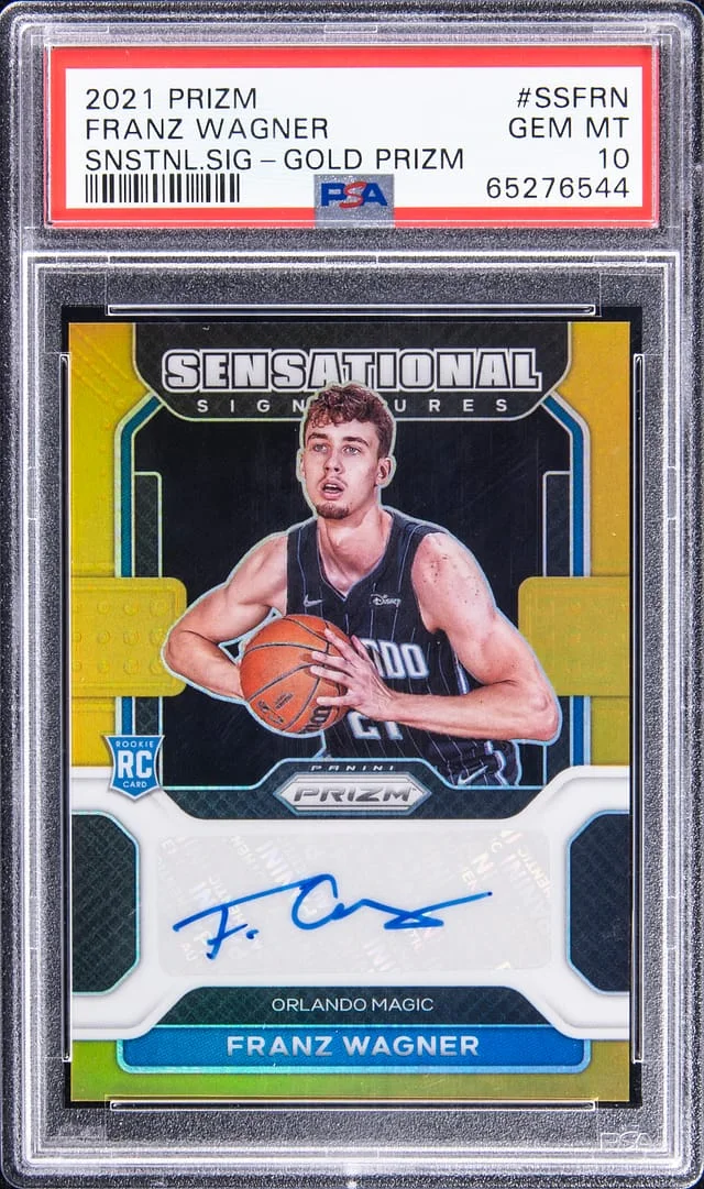 2021-22 Panini Prizm Franz Wagner Sensational Signatures Gold Prizm #SSFRN card image