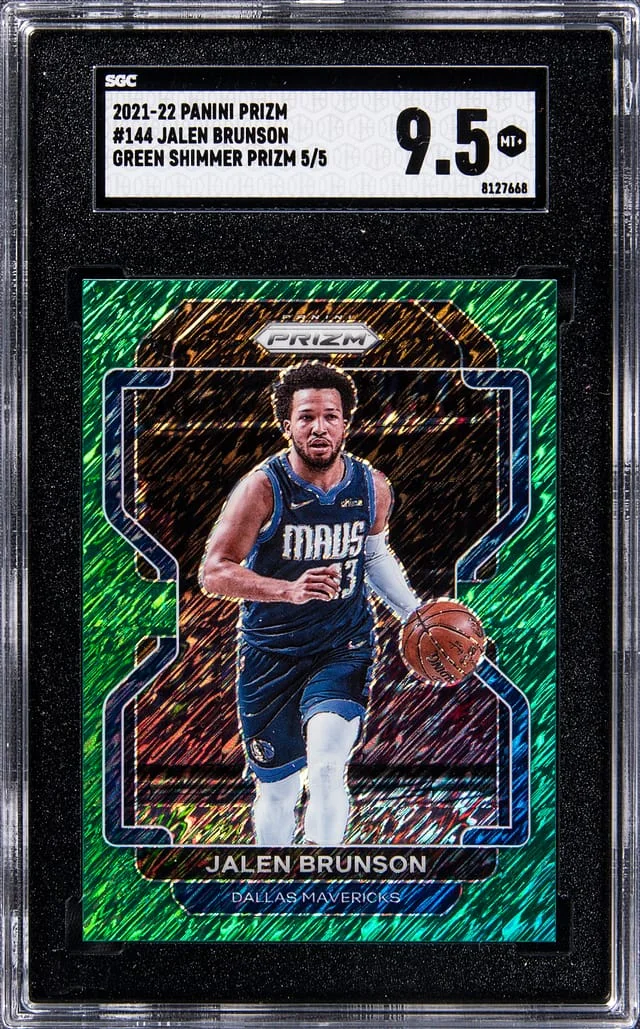 2021-22 Panini Prizm Jalen Brunson Green Shimmer Prizm #144 card image