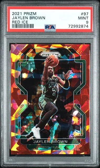 2021-22 Panini Prizm Jaylen Brown Red Ice #97 card image