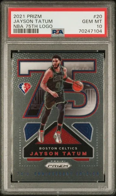 2021-22 Panini Prizm Jayson Tatum NBA 75Th Logo Silver #20 card image