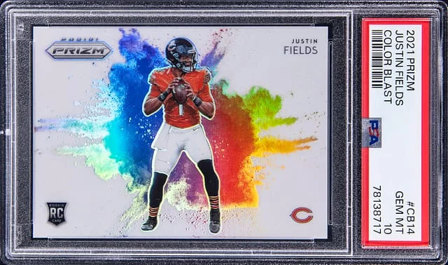 2021-22 Panini Prizm Justin Fields Color Blast #CB-14 card image