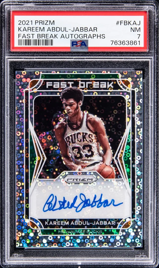 2021-22 Panini Prizm Kareem Abdul-Jabbar Fast Break Autographs #FB-KAJ card image