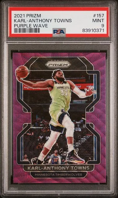 2021-22 Panini Prizm Karl-Anthony Towns Purple Wave #157 card image