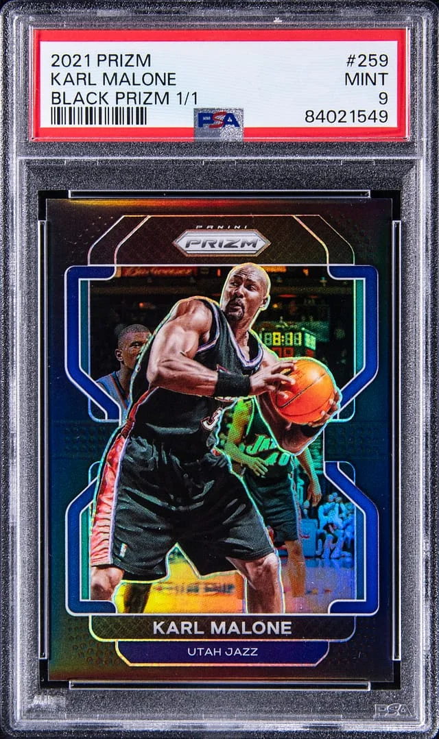 2021-22 Panini Prizm Karl Malone Black Prizm #259 card image
