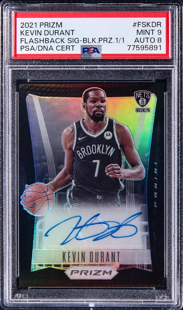 2021-22 Panini Prizm Kevin Durant Flashback Signatures Black Prizm #FS-KDR card image