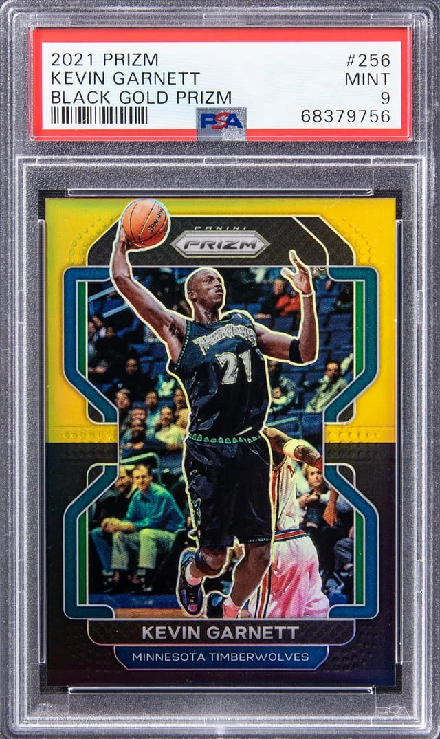 2021-22 Panini Prizm Kevin Garnett – Jersey Number Black Gold Prizm #256 card image