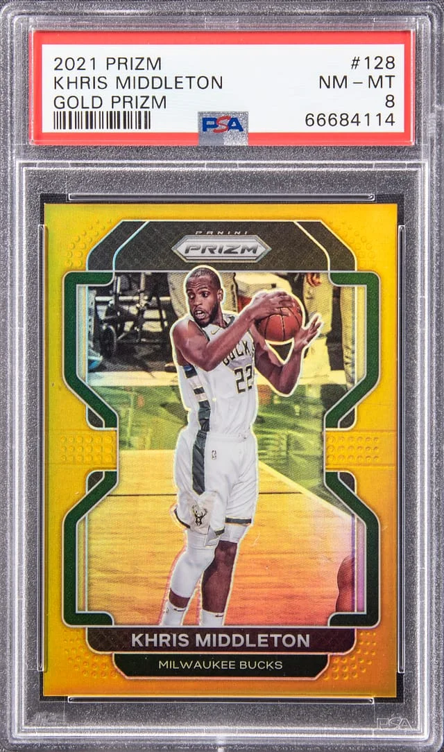 2021-22 Panini Prizm Khris Middleton Gold Prizm #128 card image