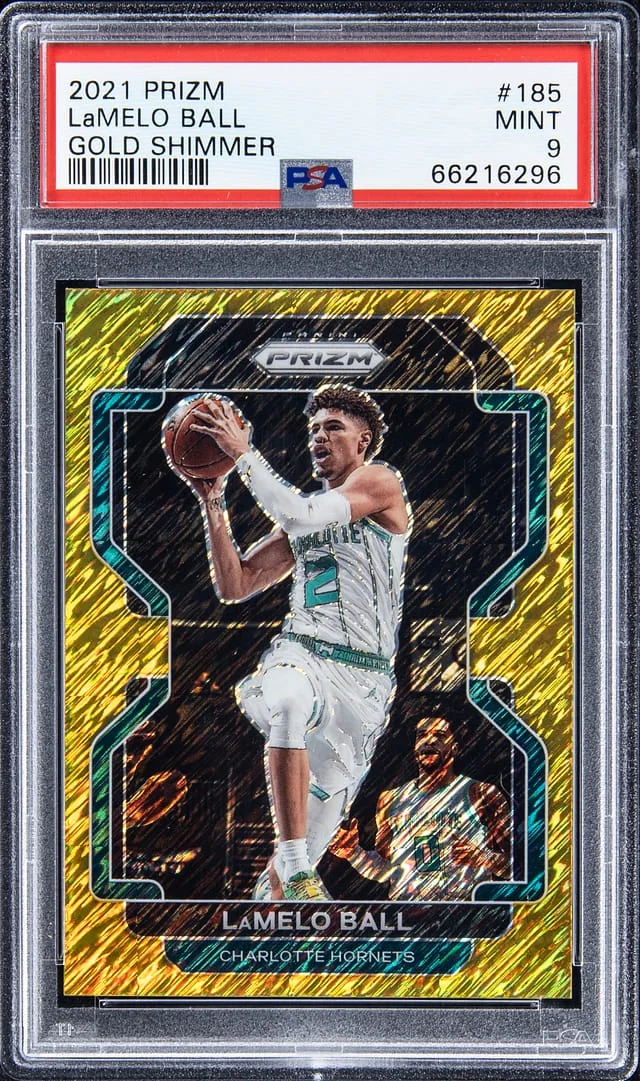 2021-22 Panini Prizm LaMelo Ball Gold Shimmer #185 card image