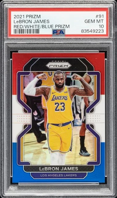 2021-22 Panini Prizm LeBron James Gold Prizm #91 card image