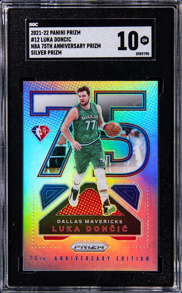 2021-22 Panini Prizm Luka Doncic NBA 75th Logo #12 card image