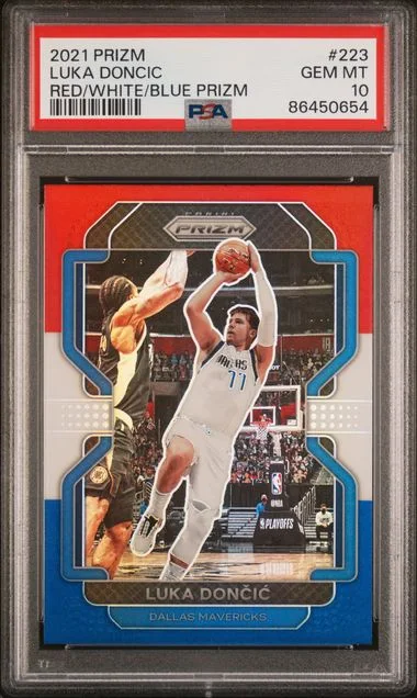 2021-22 Panini Prizm Luka Doncic Red/White/Blue Prizm #223 card image