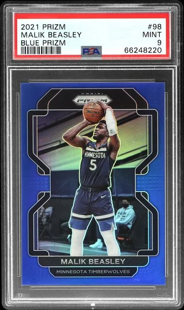 2021-22 Panini Prizm Malik Beasley Blue Prizm #98 card image