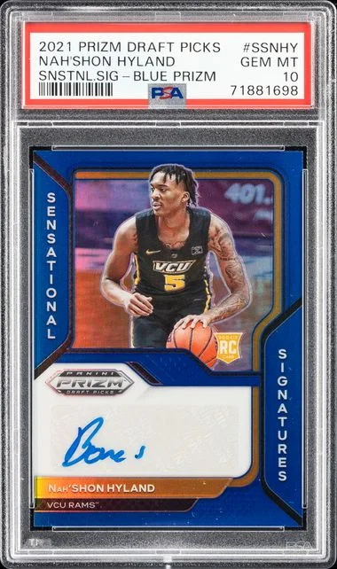 2021-22 Panini Prizm Nah'Shon Hyland Sensational Signatures Blue Prizm #SS-NHY card image