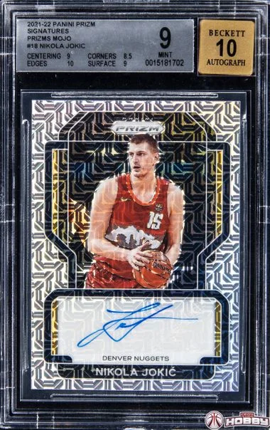 2021-22 Panini Prizm Nikola Jokic Signatures Prizms Mojo #18 card image