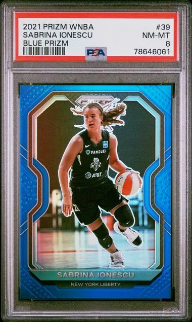 2021-22 Panini Prizm Sabrina Ionescu WNBA Blue Prizm #39 card image