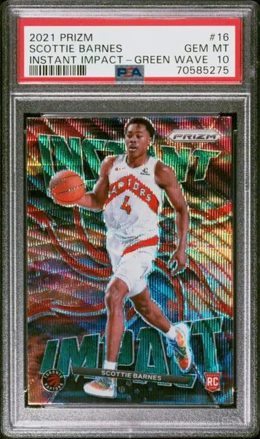 2021-22 Panini Prizm Scottie Barnes Instant Impact Green Wave Prizm #16 card image