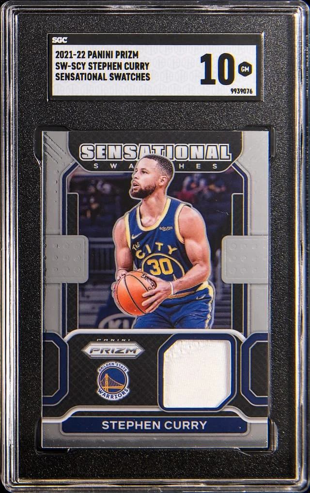 2021-22 Panini Prizm Stephen Curry Sensational Swatches #SW-SCY card image
