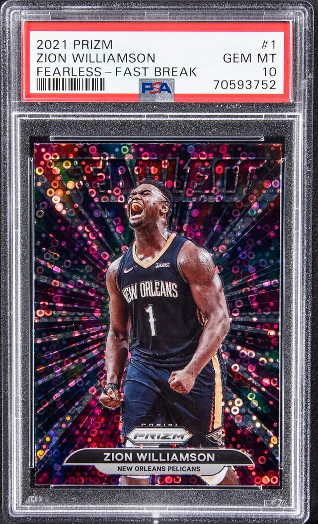 2021-22 Panini Prizm Zion Williamson Fearless - Fast Break #1 card image
