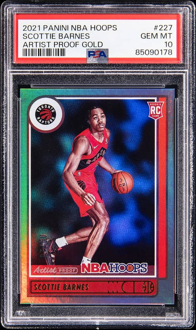 2021-22 Panini Scottie Barnes NBA Hoops Artist Proof Gold #227 card image
