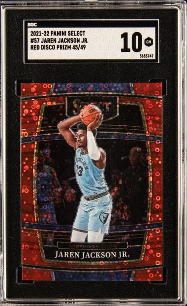 2021-22 Panini Select 57 Jaren Jackson Jr. Red Disco Prizm #45/49 card image